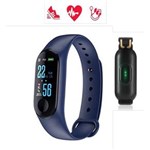 Ficha técnica e caractérísticas do produto Relógio Inteligente Smartband M3 Monitor Cardíaco Azul