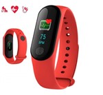 Relógio M3 Inteligente Smartband Monitor Cardíaco Vermelho