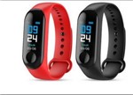 Ficha técnica e caractérísticas do produto Relógio Inteligente Smartband M3 Sport (1 Par) Preto + Vermelho (Pedômetro Km Kcal PA FC Sono) - Bgxpro