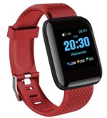 Relogio Inteligente Smartwatch D13 Vermelho Pedometro Multi-esportes Km Kcal Fc Pa Sono