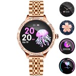 Ficha técnica e caractérísticas do produto Relógio Inteligente Smartwatch Feminino Touch Screen Braccialetto Fitness Dourado