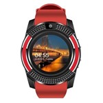 Relógio Inteligente Smartwatch Masc Redondo Vermelho V8 Plus