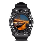 Relógio Inteligente Smartwatch Masculi Redondo Preto V8 Plus