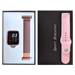 Relógio Inteligente Smartwatch P80 com Pulseira Extra Rosa - Totaloutlet