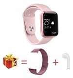 Relogio Inteligente Smartwatch P80 Rosa + Fone de Ouvido Bluetooth I12 Touch - Bgxpro