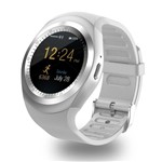 Relogio Inteligente Smartwatch Y1 com Chip Bluetooth Redondo Branco - Y Smart