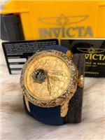 Relógio Invicta 25082 Yakuza Dourado com Pulseira Azul