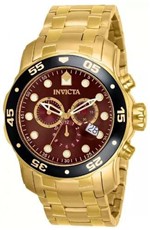 Ficha técnica e caractérísticas do produto Relógio Invicta Masculino Pro Diver 80065 - Original Dourado com Fundo Vermelho