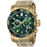 Ficha técnica e caractérísticas do produto Relógio Invicta Pro Diver 23653 Dourado Fundo Verde