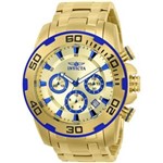 Ficha técnica e caractérísticas do produto Relógio Invicta Pro Diver Dourado com Detalhes em Azul 22320