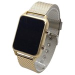 Relógio Led Digital Pulseira de Aço Dourado Brilhante Lindo - Leisite