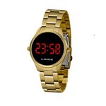 Ficha técnica e caractérísticas do produto Relógio Lince Digital Led Dourado Redondo Mdg4618l Vxkx