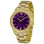 Ficha técnica e caractérísticas do produto Relógio Lince Feminino Dourado com Visor Roxo - Lrgj075L