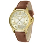 Ficha técnica e caractérísticas do produto Relogio Lince Feminino Dourado Pulseira de Couro LRCJ046L C3MX