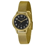 Ficha técnica e caractérísticas do produto Relógio Lince LRG4653L P2KX feminino dourado mostrador preto
