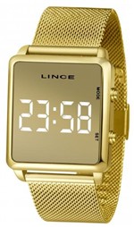 Ficha técnica e caractérísticas do produto Relógio LINCE MDG4619L BXKX LED BRANCO Quadrado Gold/Dourado