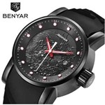 Ficha técnica e caractérísticas do produto Relógio - Luxo Benyar S1 Yakuza Preto Vermelho na Caixa