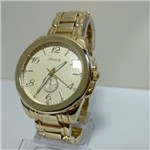 Relógio Feminino Dourado Luxo Casual Elegante