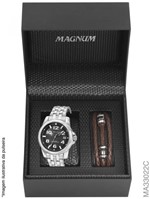 Relógio Magnum Kit Masculino Brinde Pulseira Couro Ma34183c