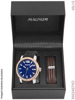 Ficha técnica e caractérísticas do produto Relógio Magnum Kit Masculino Brinde Pulseira Couro Ma34674o