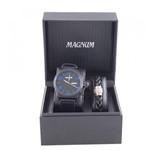 Relógio Magnum Kit Masculino Preto Brinde Pulseira Ma33399o