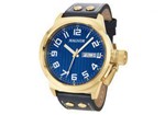 Relógio Magnum Military Masculino Analógico Calendário Dourado/Azul Couro MA32765A