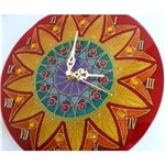 Relógio Mandala Energia em Vidro de 25cm - Vermelho