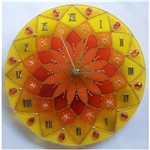 Relógio Mandala Prosperidade em Vidro de 25cm - Amarelo