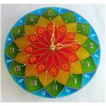 Ficha técnica e caractérísticas do produto Relógio Mandala Vibrante em Vidro de 25cm - Vermelho