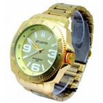 Relógio Masculino Atlantis Quartz Pulseira Aço Dourado Fosco