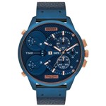 Ficha técnica e caractérísticas do produto Relogio Masculino Azul Pulseira Couro Grande Orient Original