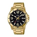 Ficha técnica e caractérísticas do produto Relogio Masculino Casio Dourado Fundo Preto com Data