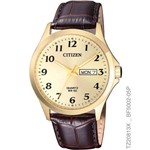 Ficha técnica e caractérísticas do produto Relógio Masculino Citizen TZ20813X Dourado Quartz Pulseira Couro