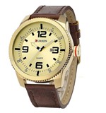 Ficha técnica e caractérísticas do produto Relógio Masculino Couro Marrom Dourado Curren Analógico 8180