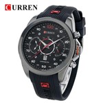 Ficha técnica e caractérísticas do produto Relógio Masculino Curren 8166 BR Pulseira em Silicone Preto