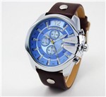 Relógio Masculino Curren 8176 Couro Marrom e Azul