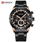 Ficha técnica e caractérísticas do produto Relógio Masculino Curren 8355 BRG Pulseira em Aço Inoxidável Preto e Dourado