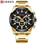 Ficha técnica e caractérísticas do produto Relógio Masculino Curren 8361 GB Pulseira em Aço Inoxidável Dourado e Preto