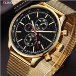 Ficha técnica e caractérísticas do produto Relógio Masculino Curren 8227 Bracelete Dourado