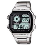 Ficha técnica e caractérísticas do produto Relógio Masculino Digital Casio Multifunção AE1200WHD1AVDF - Prata