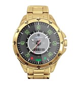 Ficha técnica e caractérísticas do produto Relógio Masculino Dourado Painel Velocímetro Fusca 140km 5776 - Neka Relógios