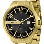 Ficha técnica e caractérísticas do produto Relogio Masculino Dourado Preto Lince Classico Prova Dagua Grande MRG4271L P2KX