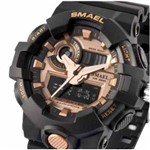 Ficha técnica e caractérísticas do produto Relógio Masculino Esportivo Militar Shock Smael Ws1642-8 Black Golden - Black Golden