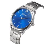 Ficha técnica e caractérísticas do produto Relógio Masculino Feminino Geneva Fundo Azul