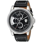 Ficha técnica e caractérísticas do produto Relógio Masculino Ferrari (Formula Italia S) 0830275 Black Leather Swiss Quartz