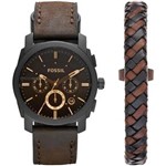 Ficha técnica e caractérísticas do produto Relógio Masculino Fossil FS5251SET/2MN Machine Box 42mm Couro Marrom