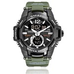 Relógio Masculino Smael 1805 Militar Sport Dual-Time Verde