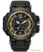 Relógio Masculino Gs Preto Dourado Digital Militar Promoção SMAEL 1509 Preto