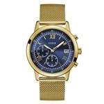 Ficha técnica e caractérísticas do produto Relógio Masculino Guess Aço Dourado com Pulseira Esteirinha, Mostrador Azul e Estilo Clássico 92680GPGDDA8 Cronógraf