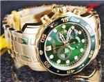 Relógio Masculino Invicta 0075 Dourado Fundo Verde